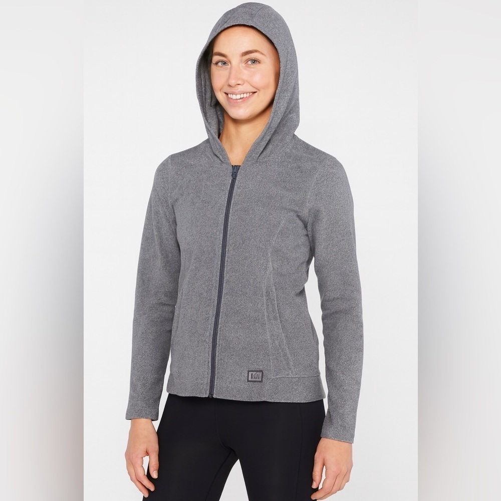 REI women’s full zip hooded jacket fleece Sz XS extra small gray